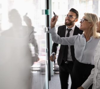 People drawing a map of ATS integrations on a whiteboard