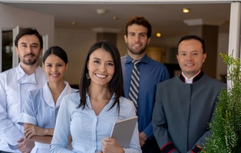 A group of hospitality staff.