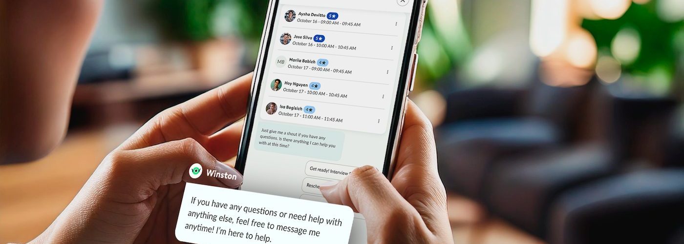 Conversational AI used in recruitment on smartphone